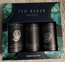 Ted Baker Power Pack Trio Bergamot Vetiver Body Spray Wash Deodorant Men Gift 