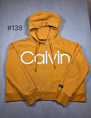 Calvin Klein Performance Men's Brown Fleece Pullover Hoodie Logo Drawstring 2XL