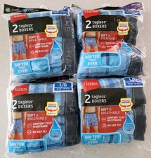 Hanes Men's LARGE Boxer Shorts Underwear 8 PAIRS Tagless BLUE Boxers #64225
