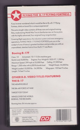 Flying The B-17 Flying Fortress (VHS) Aviation ~ Aircraft ~ War Planes Video - Picture 2 of 3
