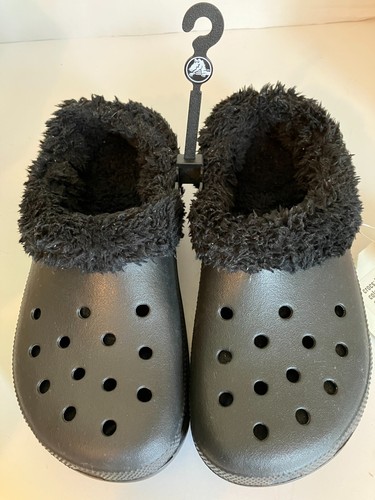 Neu Crocs klassische Slipper Sandalen Fell gefüttert Clog Erwachsene schwarz M6/W8 - Bild 2 von 8