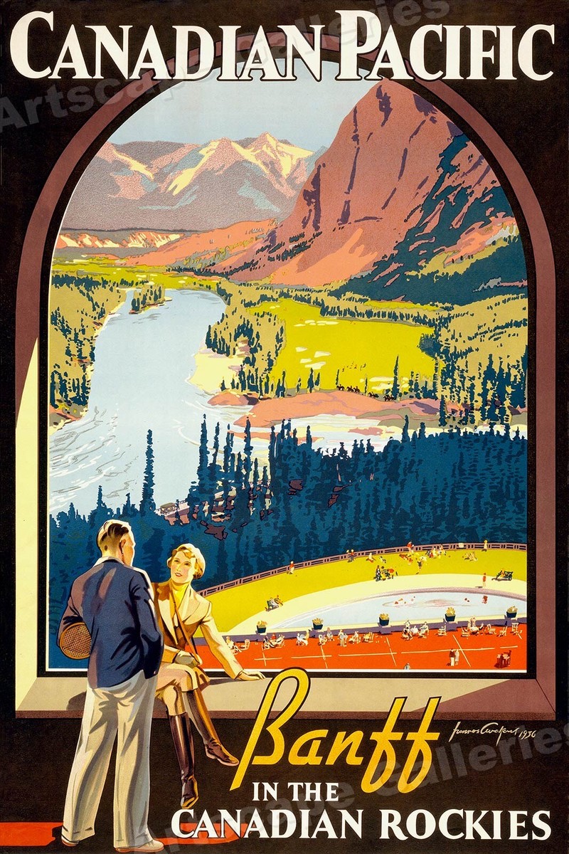 1936 Banff Canadian Pacific Railroad Classic Vintage Style Travel