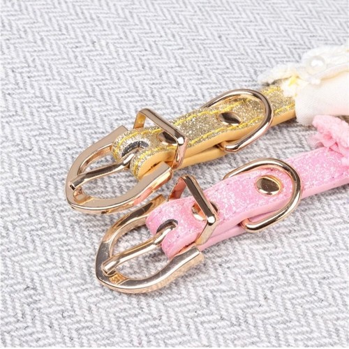Pink Fancy Girl Dog Collar With Metal Buckle for Small Dog or Cat - Picture 3 of 3