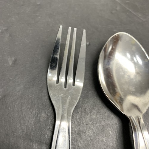 Vintage Camping Hiking Tableware Stainless Steel Cutlery 3Pc Knife Fork Spoon 7” - Picture 4 of 9