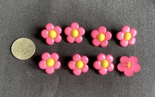 Jesse James Dress It Up Pink Yellow Flower Shank Buttons (8) Spring /Summer
