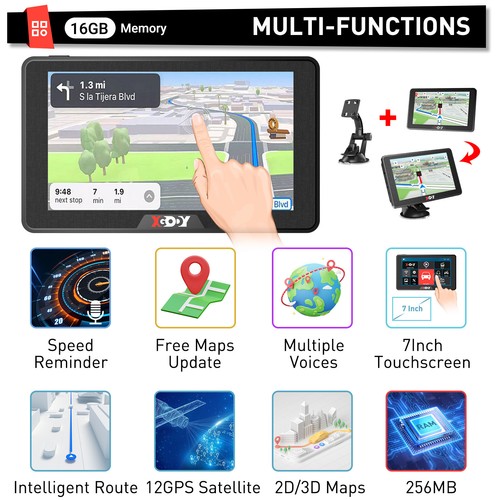 XGODY 7 Inch Car Truck GPS Navigation 16G Free Australia Map Sound Notification - Picture 9 of 14