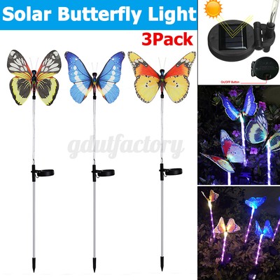 3 Pack Solar Butterfly Lights Outdoor Garden Landscape Waterproof Yard