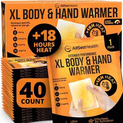 Natural Large Hand & Body Warmers 40 Pairs - Air Activated 18 Hours of Consisten