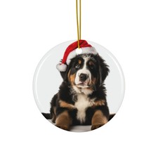 Hanging Ceramic Christmas Tree Ornament - Greater Swis Mountain Dog Puppy Design