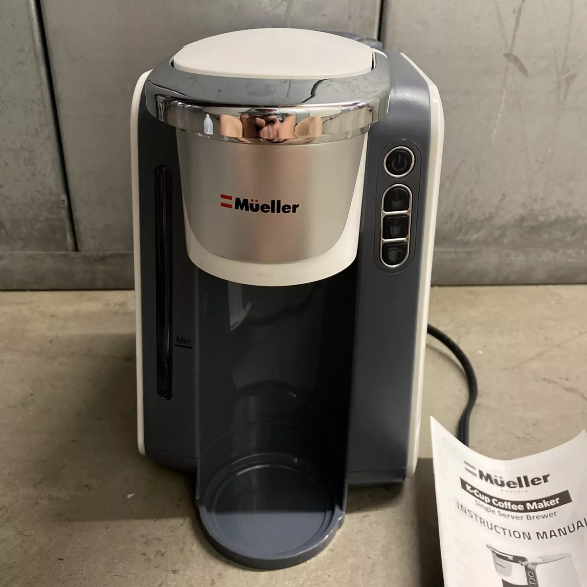 Mueller Single Serve Pod Compatible Coffee Maker Machine With 4 Brew Sizes  White