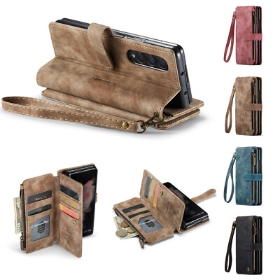For Samsung Galaxy Z Fold 7/6/5/4/3 Shockproof Leather Flip Zipper Wallet Case
