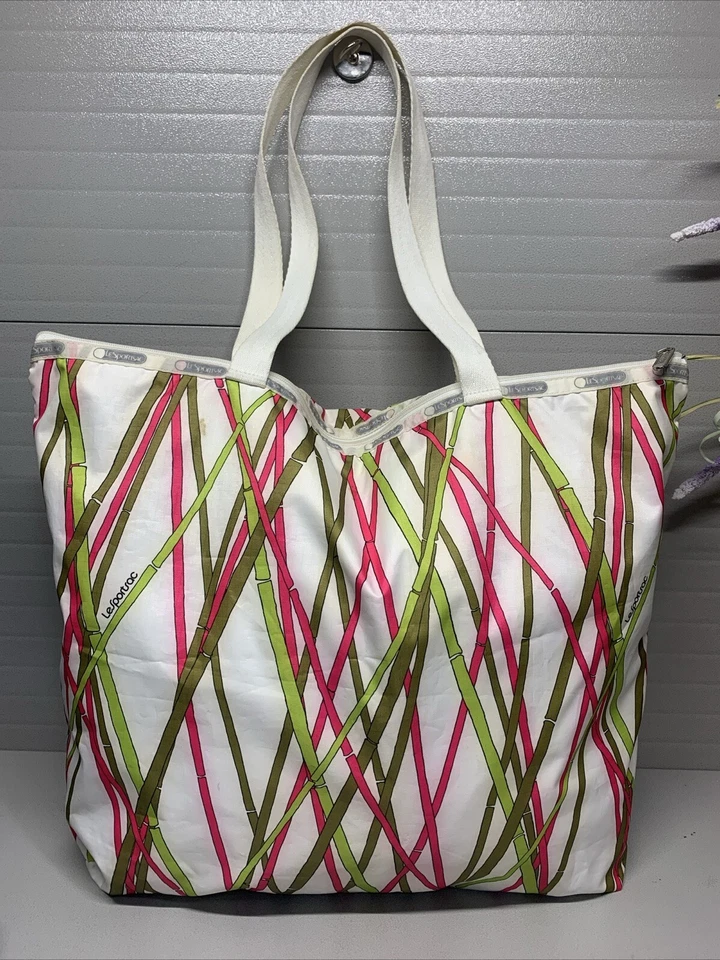 Bolsa tote LeSportsac bambu remix rosa/verde náilon tamanho grande - Imagem 2 de 4