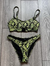 New Look Green And Black Snake print Bikini 
