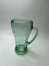 Coca Cola Coke Green Glass Mug Style Handle Heavy Thick Libbey Drinking Glass