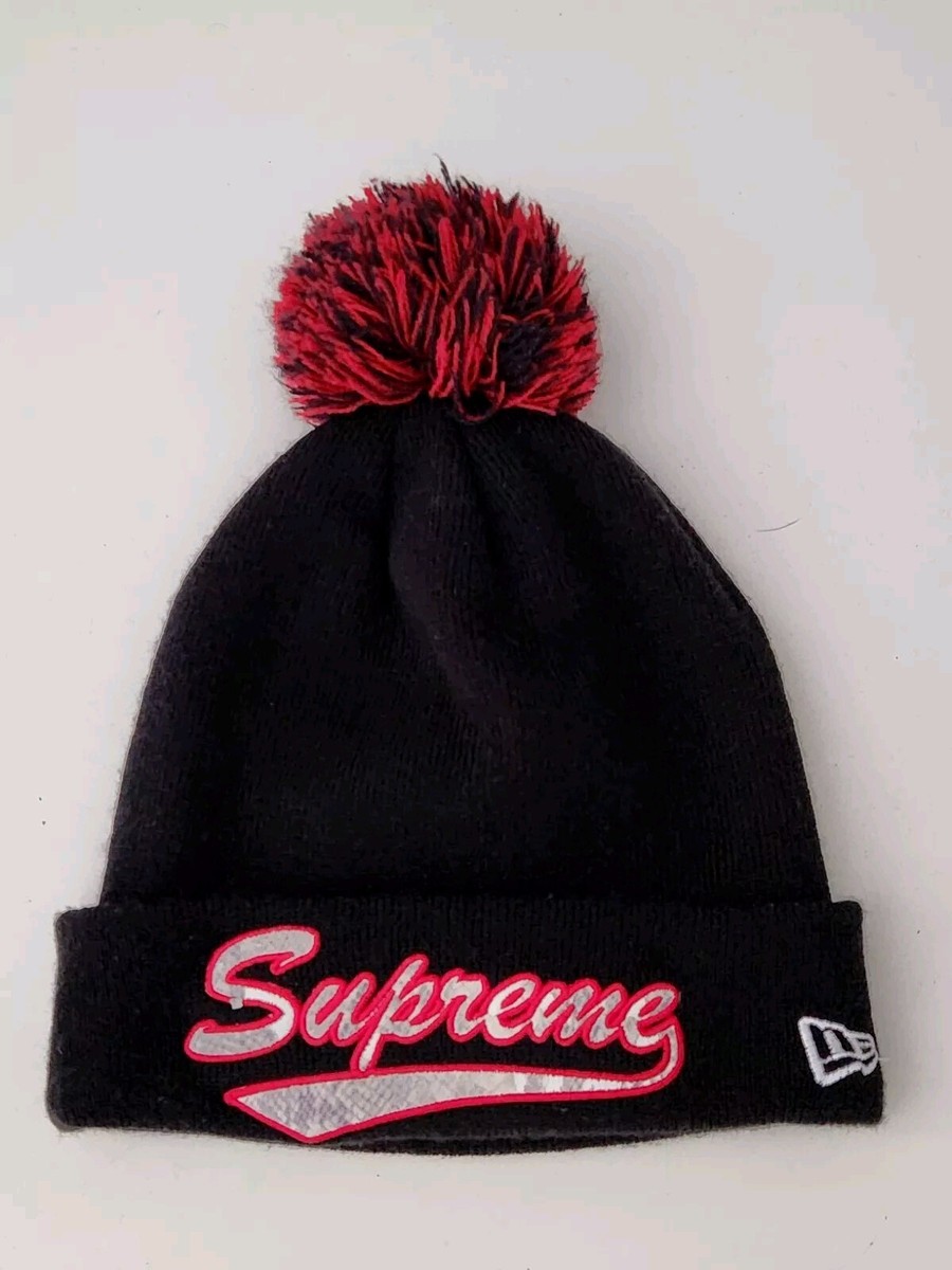 【美品】Supreme New Era Snake Script Beanie FW17 Supreme x New Era Snake Script beanie Black Red Small