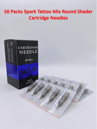 50 Packs Mix Round Shader Spark Tattoo Sterilized Disposable Cartridge - product listing photo