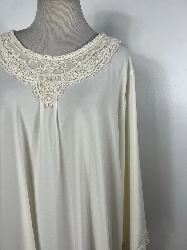 New Maggie Barnes 1X Shirt Top Cream Ivory Lace Travel Stretch Tunic Scoop A3 - Image 3 of 4