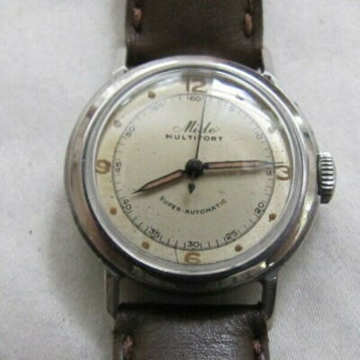 MIDO MULTIFORT SUPER AUTO VINT SS SCRBK WP 17J MOD 817 BUMP RARE 2 TONE DRS DIAL