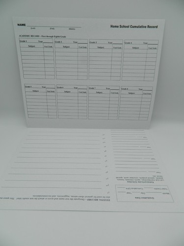 Homeschool Record Keeping Kit, 4 Report Card & 1 Cumulative Transcript Folder - Picture 9 of 9
