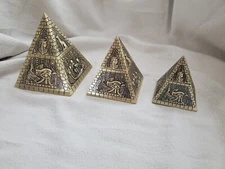 Metal Egyptian Pyramids Sculptures Set (3 Pcs)
