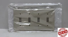 💡 Leviton 4-Gang Quad Toggle Switch Wall Plate Cover Ivory Plastic - USA - NEW