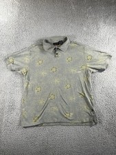 Vintage Ocean Pacific Hawaiian Polo Shirt Men L Geometric Floral Lyocell Blend