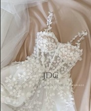 Abito da sposa pizzo fiori abito da sposa spalline illusione corsetto lacci estivo