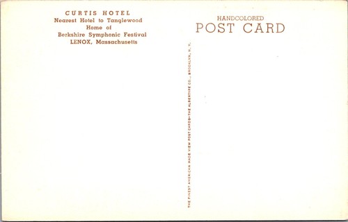 LENOX, MASSACHUSETTS - GENTE EN EL HOTEL CURTIS - POSTAL COLOREADA A MANO ALBERTYPE - Imagen 2 de 2