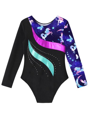 Kids Girls Unitard Ballerina Bodysuit One Piece Jumpsuit Gymnastics Rompers - Picture 35 of 76