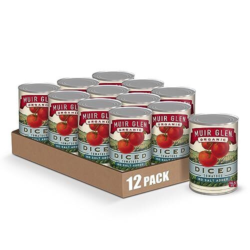 Muir Glen Organic Diced Canned Tomatoes No Salt Added 14.5 oz. Pack of 12 - Picture 1 of 7