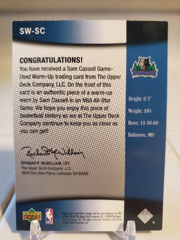 2004 SAM CASSELL Upper Deck Game-Worn Jersey Card Relic Patch Timberwolves SP - Image 2 of 2