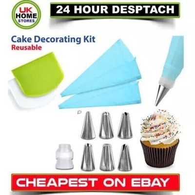 Silikon Beutel Glasur Spritzcreme Gebäck Kuchen Dekorieren Stahldüsen 10 Stück Set