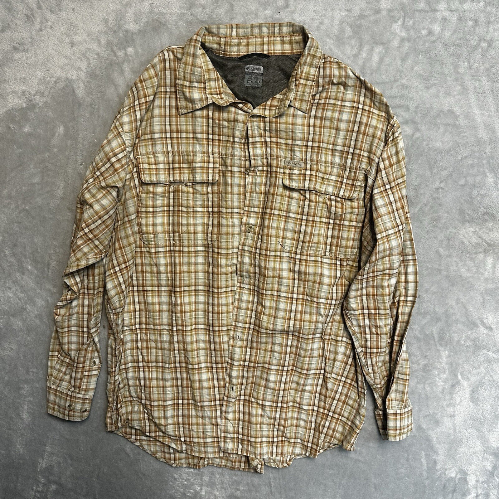 Columbia Shirt Adult 2XL XXL Green Button Up Long Sleeve Titanium Outdoor Casual