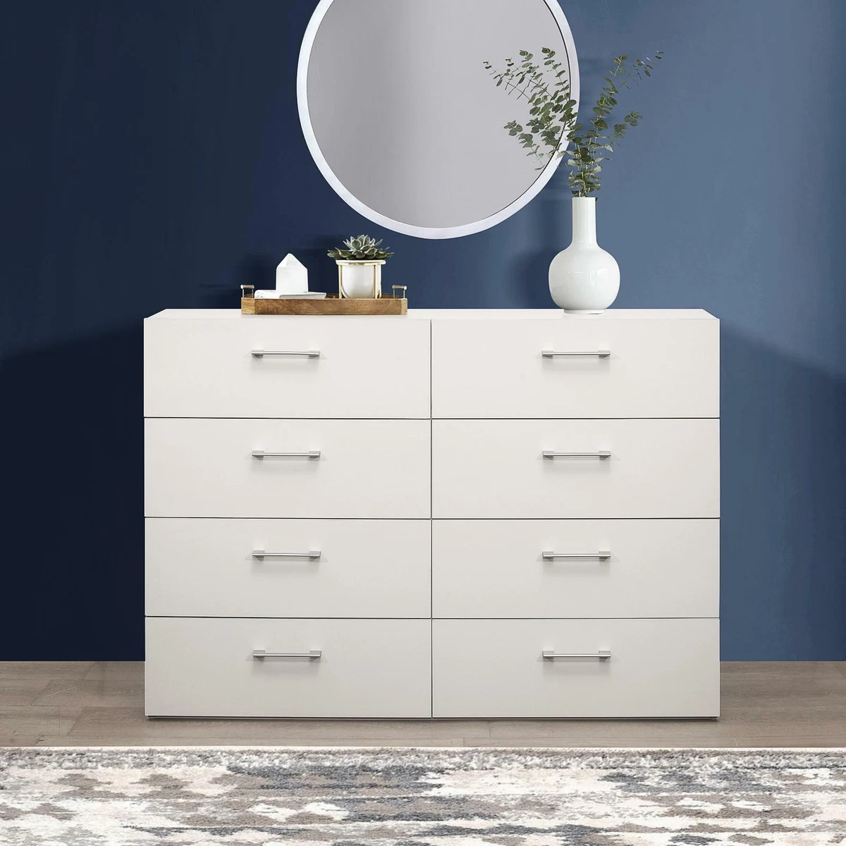 Sleek sale white dresser