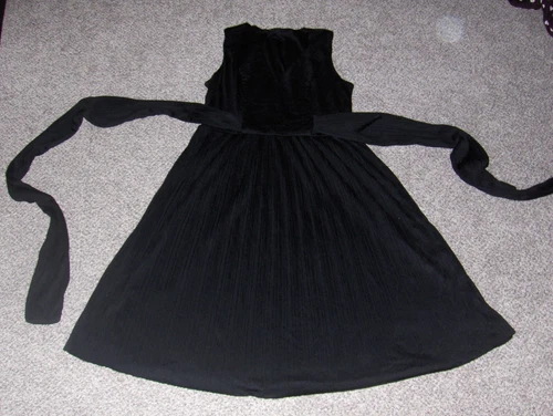 EUC Incity black accordion pleated cotton blend dress tunic wide belt Sz M