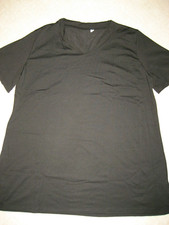 NEW womens XL black short sleeve cotton blend v-neck t-shirt top