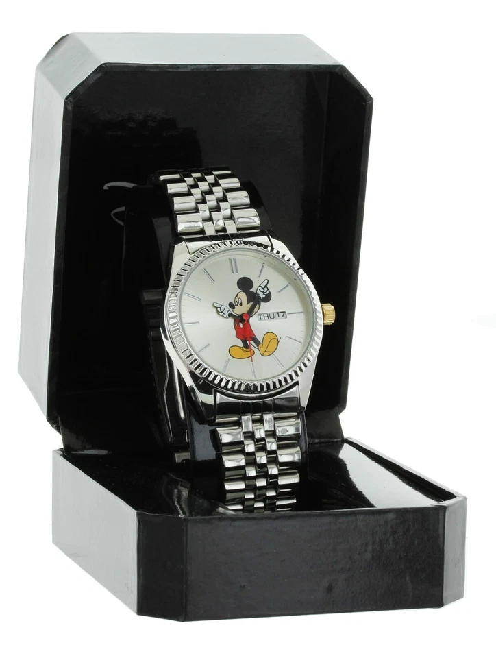 Disney Mickey Mouse Hombre 'Manos Móviles' Reloj Pulsera Plata Corona Dorada MK8187 Foto 3 de 4