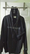 GAME OF THRONES HOODIE XL NEW BLACK DISTRESSED LETTERING.
