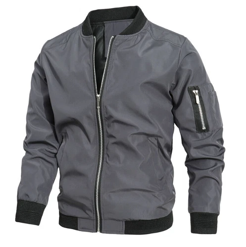 NEU Herren Full Zip Bomber Jacke Leicht Windjacke Freizeit Frühling Herbst Dünn - Bild 8 von 21