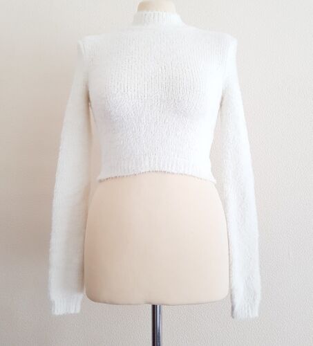LPA Fluffy Cream Knit Cropped Length Sweater Jumpe