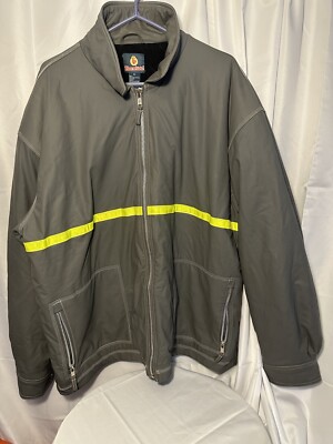 Men s XL Heavy Duty Reflective Coat Burnside Grey And Yellow XL