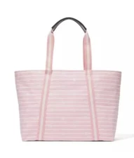 Victoria Secret- Pink & White Striped Weekender Travel Tote Bag
