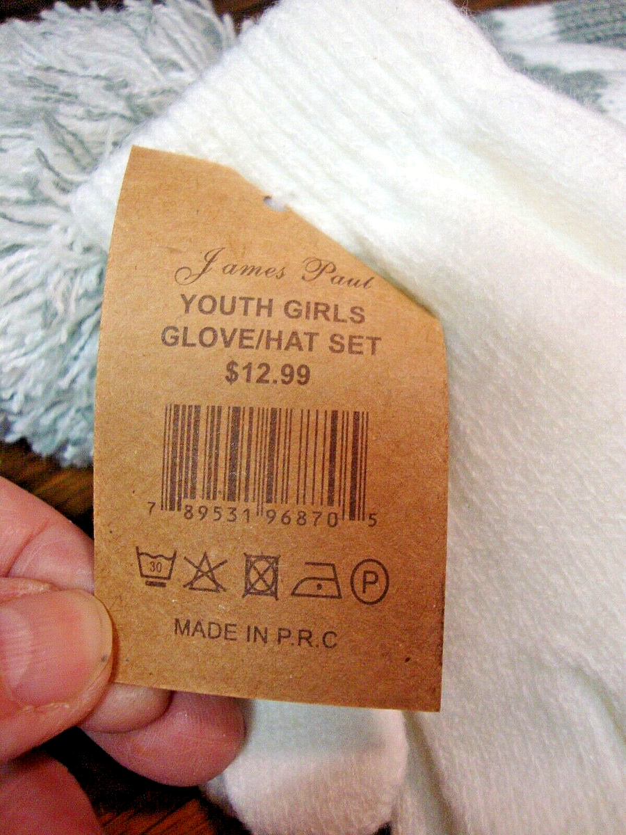 がー NWT Girls Youth CLASSIC FASHION Hat Lined/ Gloves Set~Striped w