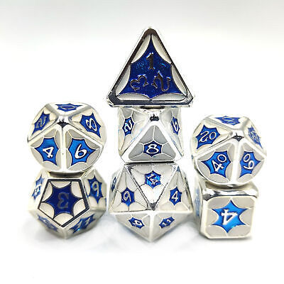 HXHN DND Metal Dice Set Polyhedra for Table MTG RPG Games 7pcs Polyhedral DND Dice Color : F 