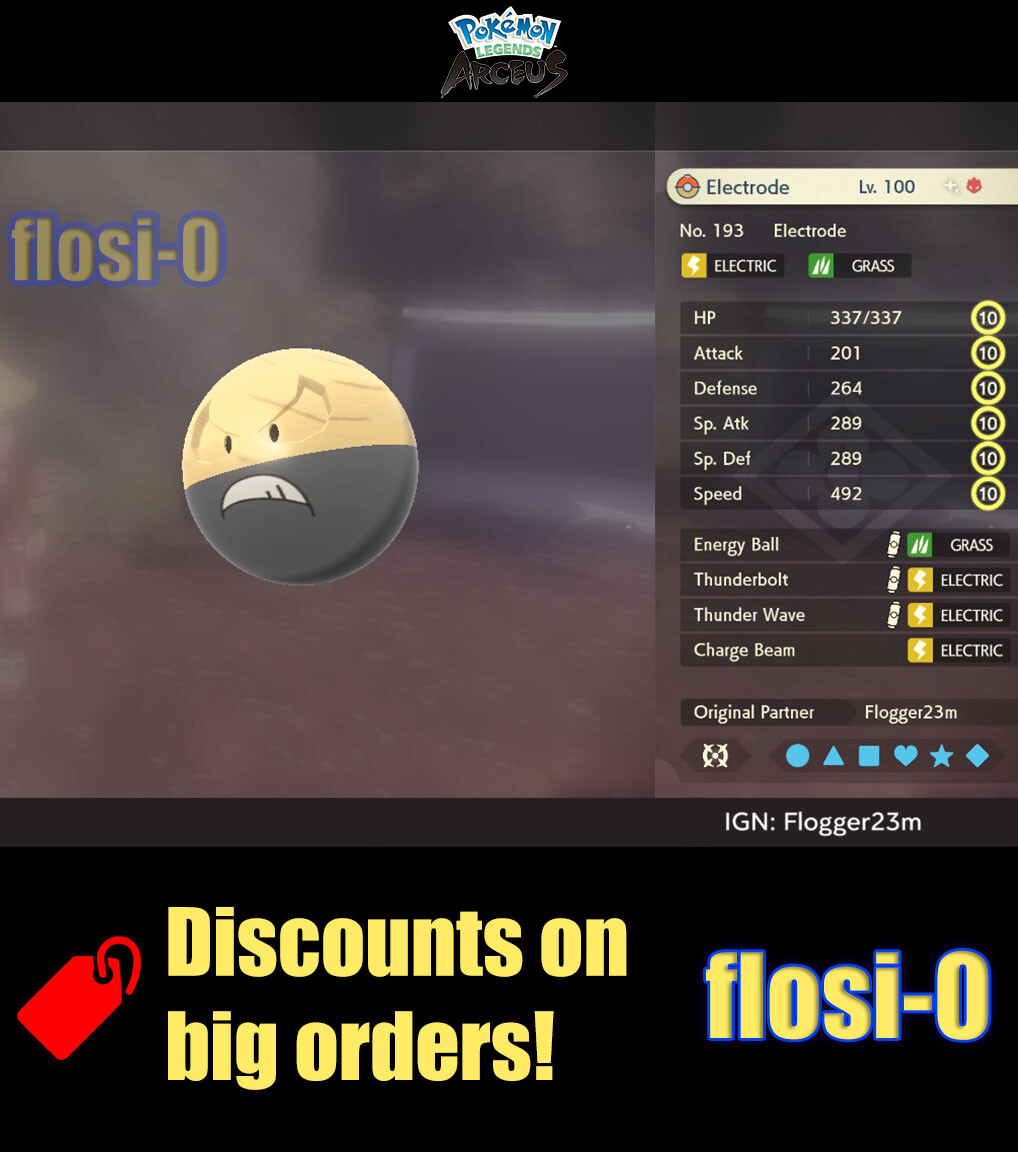 6IV Shiny Alpha Electrode Hisuian Max Effort Level Pokemon Legends