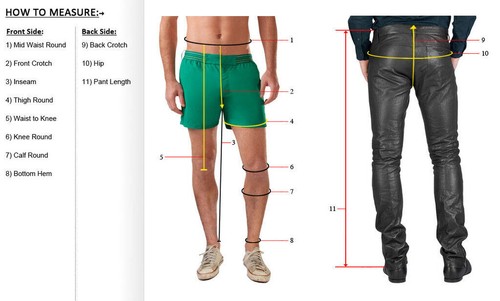 Men's Black Leather Real Lambskin Leather For Men's Sweat Pants/Jogger trousers - Picture 5 of 11