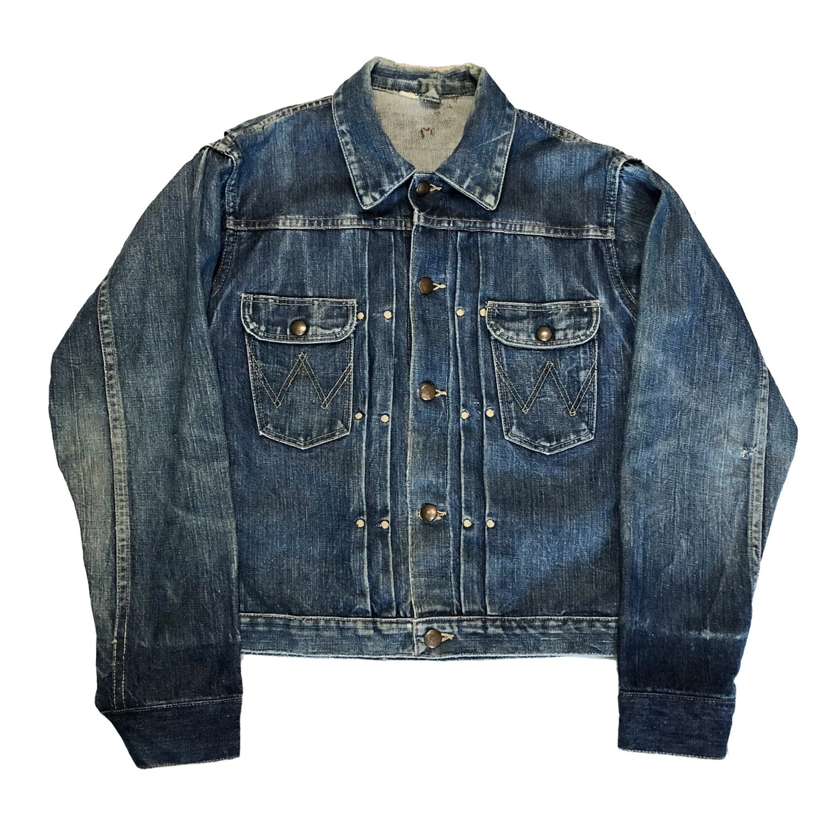 Vintage 1940s Wrangler Blue Bell 11MJ Selvedge Denim Jean Jacket 40s Buckle Back