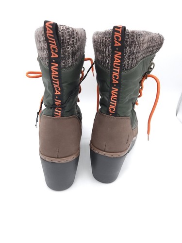 Stivali invernali donna Nautica Branwen verde marrone arancione zeppa tacco 8 - Foto 4 di 12