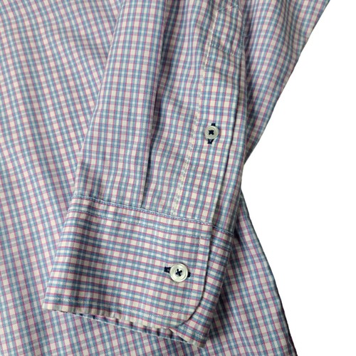 UNTUCKIT Size XL Men’s Blue White Pink Plaid Lightweight Button Up Shirt - Picture 6 of 9