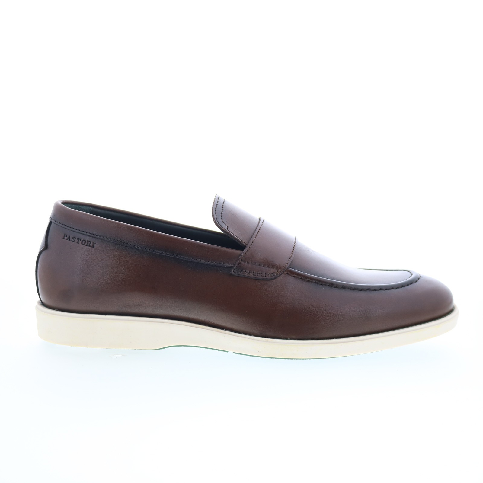 Pastori by Di Bianco Decius Mens Brown Leather Loafers - Slip Ons Penny Shoes 9